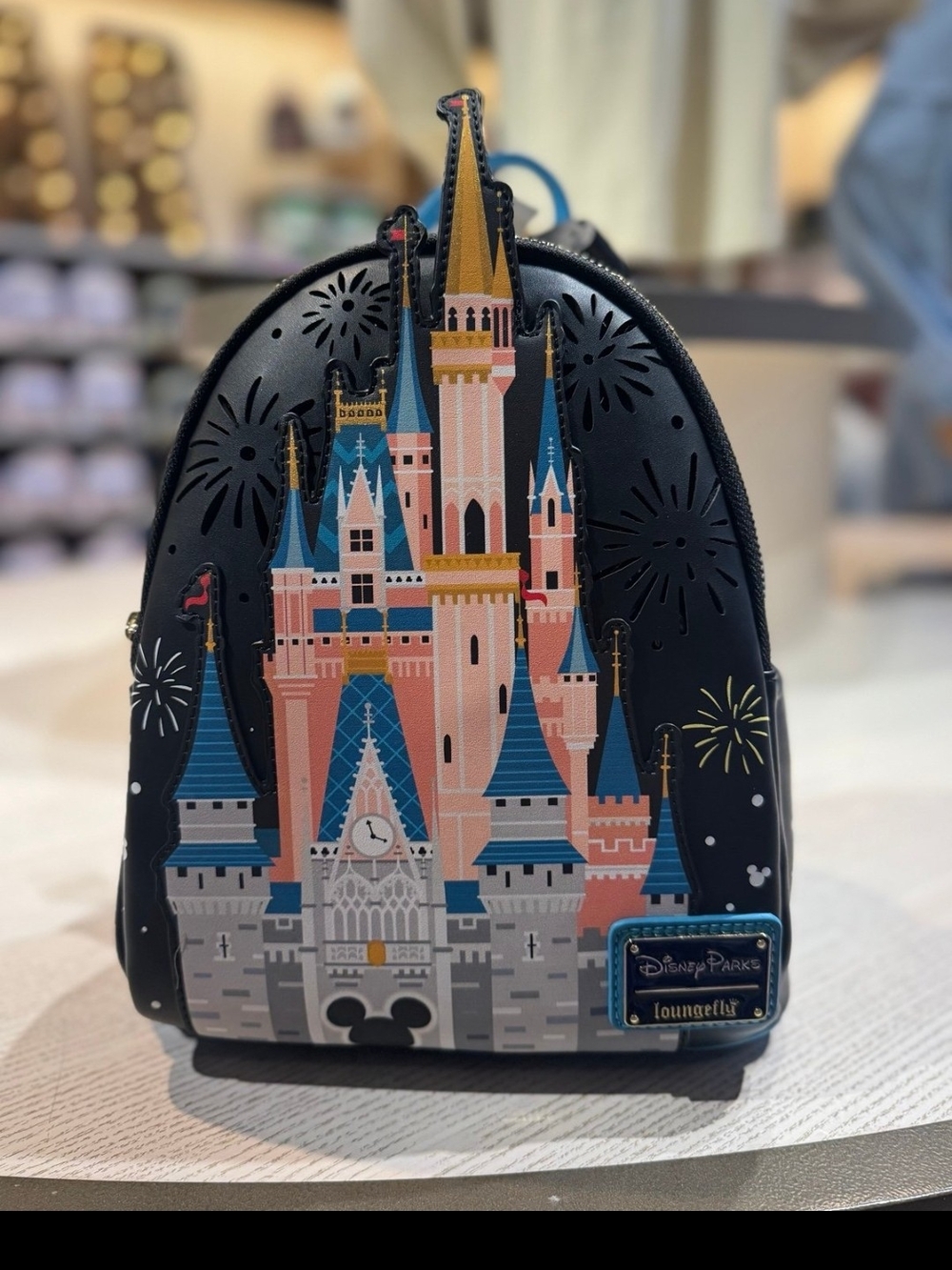 Disney Parks x Loungefly Cinderella Light Up Castle Mini Backpack - Black & Blue - Picture 8 of 8